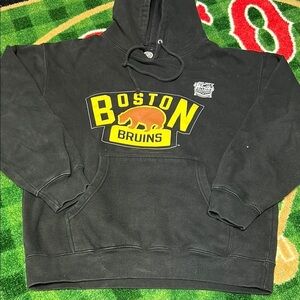 NHL Men's Black Boston Bruins Logo Soft Fleece Pullover Hoodie Size M